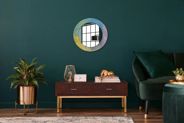 Round mirror frame with print Oil paint texture