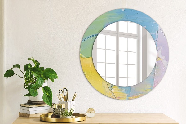Round mirror frame with print Oil paint texture