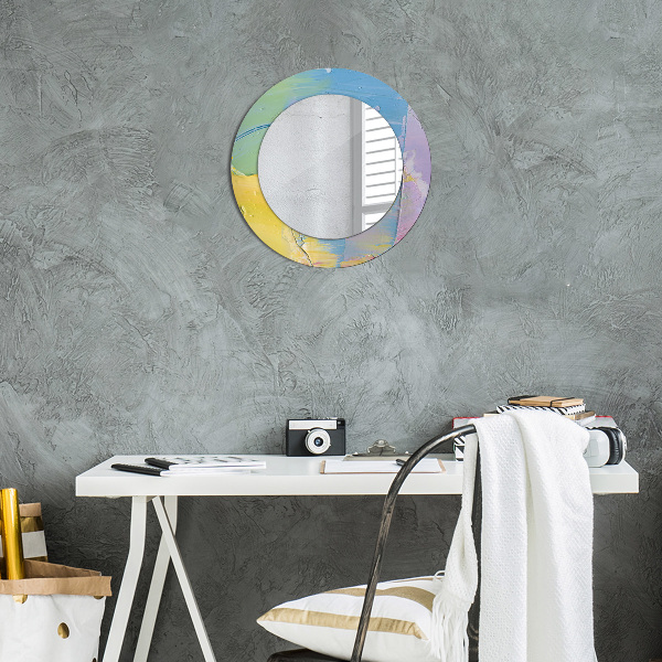 Round mirror frame with print Oil paint texture