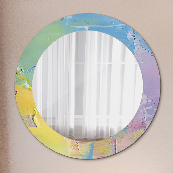 Round mirror frame with print Oil paint texture