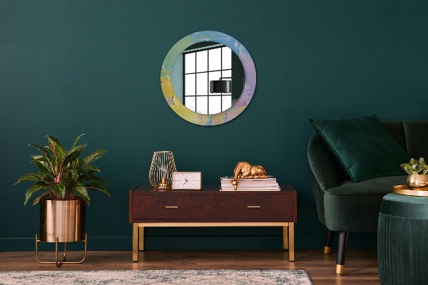 Round mirror frame with print Oil paint texture
