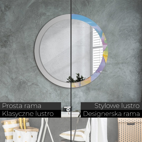 Round mirror frame with print Oil paint texture