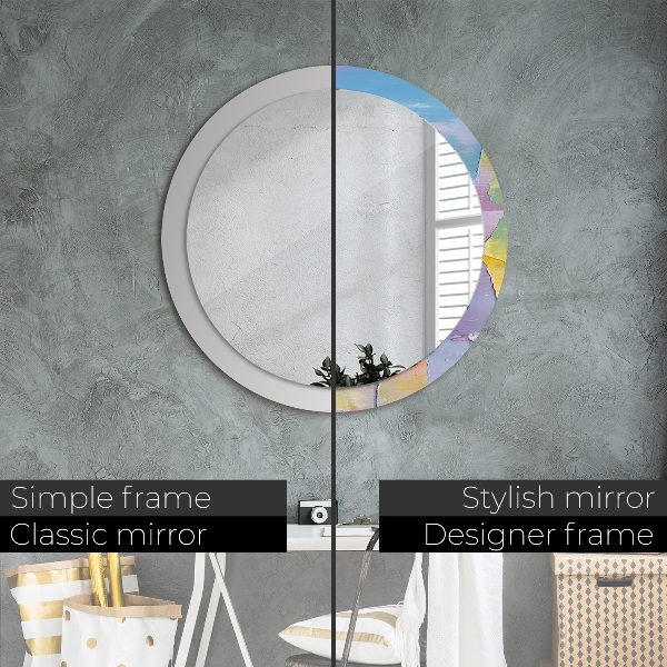 Round mirror frame with print Oil paint texture
