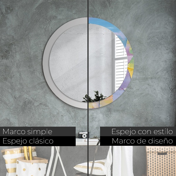 Round mirror frame with print Oil paint texture