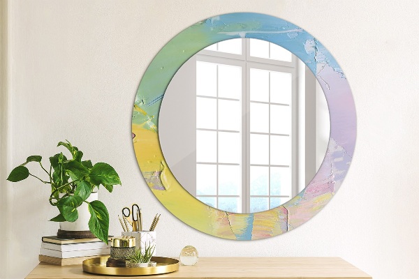 Round mirror frame with print Oil paint texture