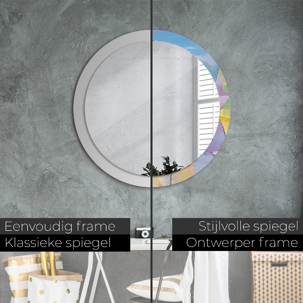 Round mirror frame with print Oil paint texture