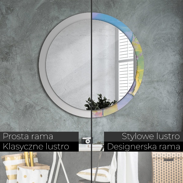 Round mirror frame with print Oil paint texture