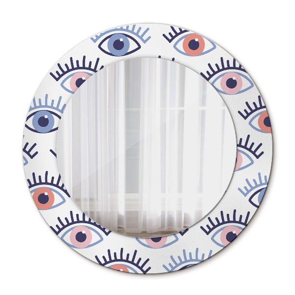 Round mirror frame with print Style of modern eyes