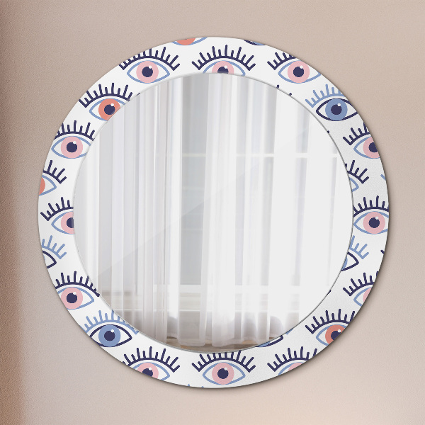 Round mirror frame with print Style of modern eyes