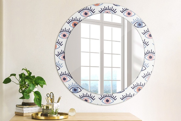 Round mirror frame with print Style of modern eyes