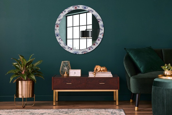 Round mirror frame with print Style of modern eyes