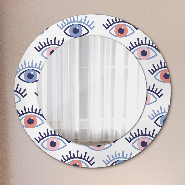 Round mirror frame with print Style of modern eyes