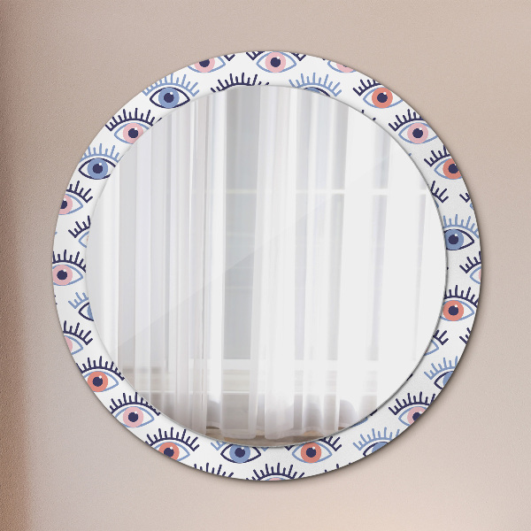 Round mirror frame with print Style of modern eyes