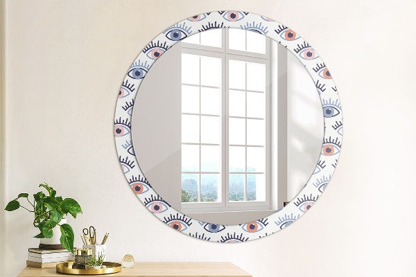 Round mirror frame with print Style of modern eyes