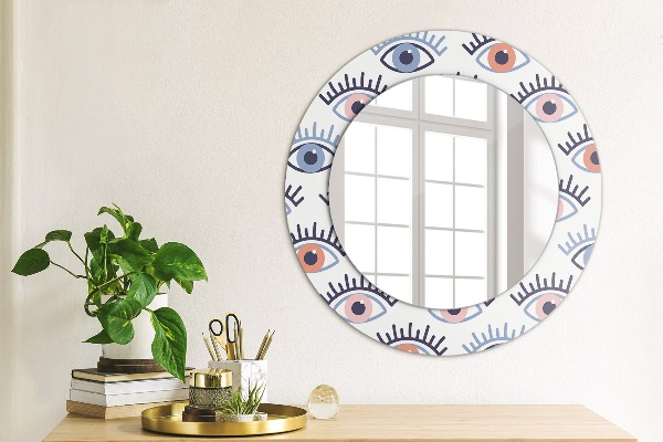 Round mirror frame with print Style of modern eyes