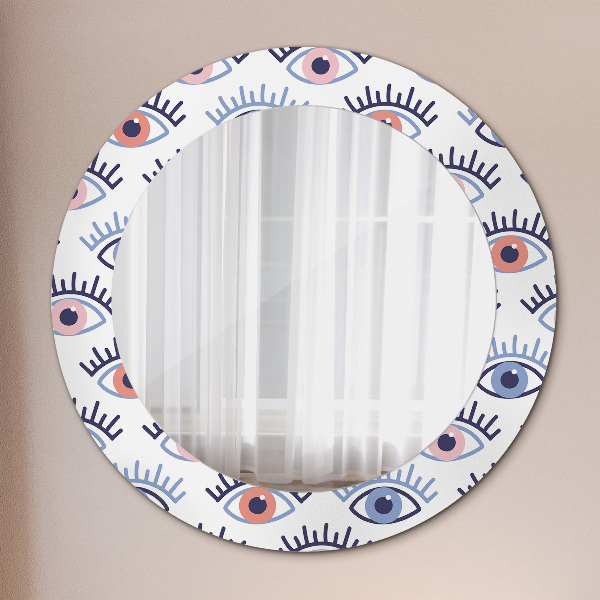 Round mirror frame with print Style of modern eyes