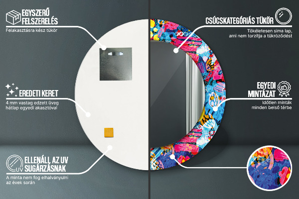 Round wall mirror design Colorful scribbles