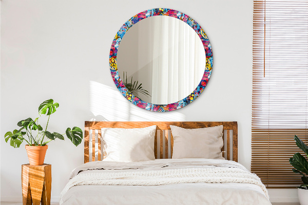 Round wall mirror design Colorful scribbles