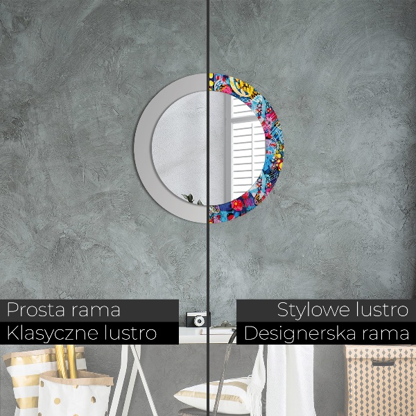 Round wall mirror design Colorful scribbles