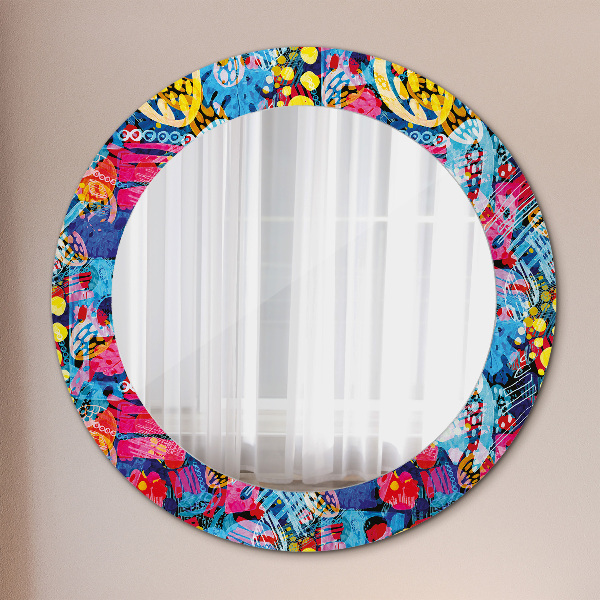 Round wall mirror design Colorful scribbles