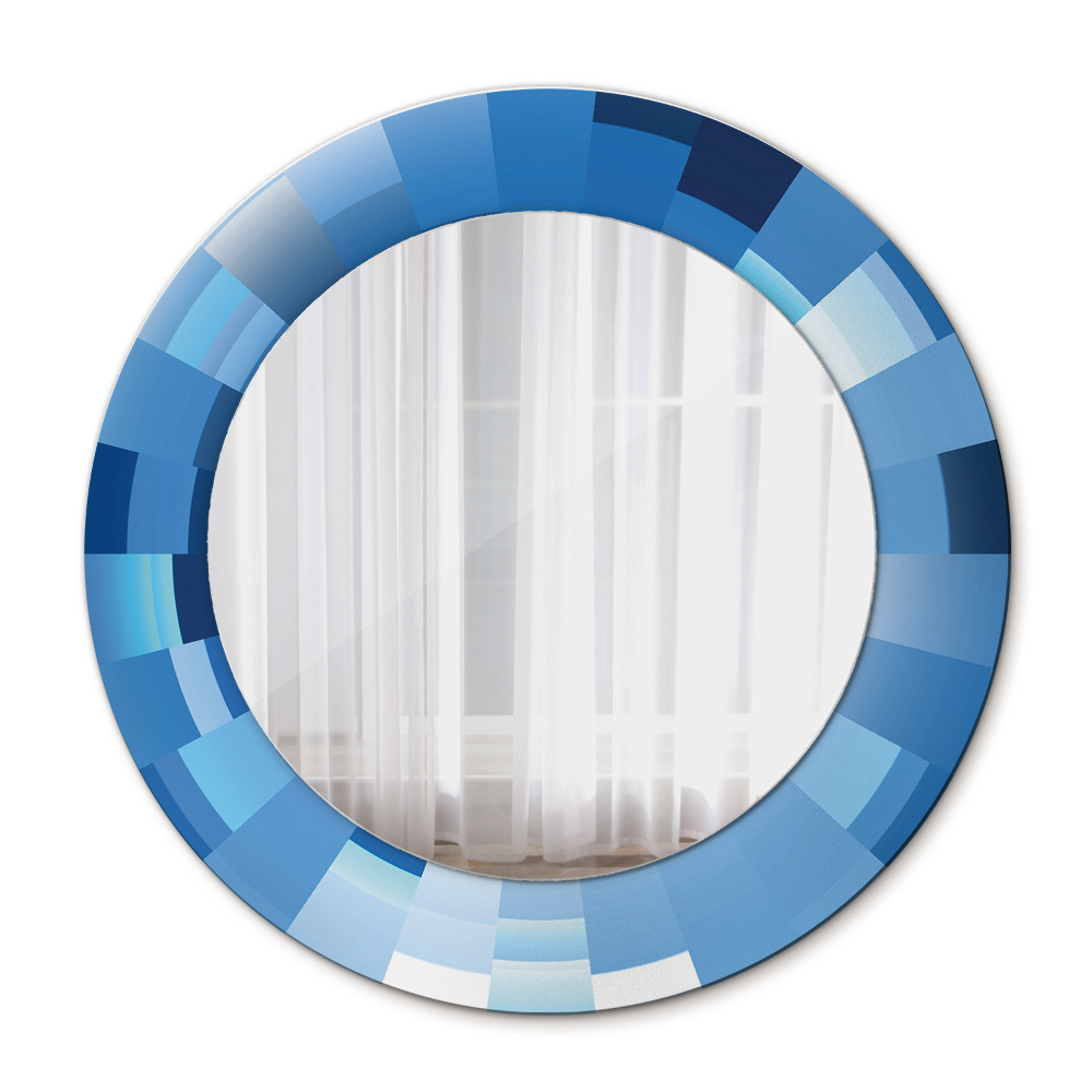 Round wall mirror design Blue abstract