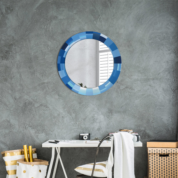 Round wall mirror design Blue abstract