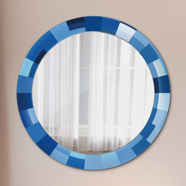 Round wall mirror design Blue abstract