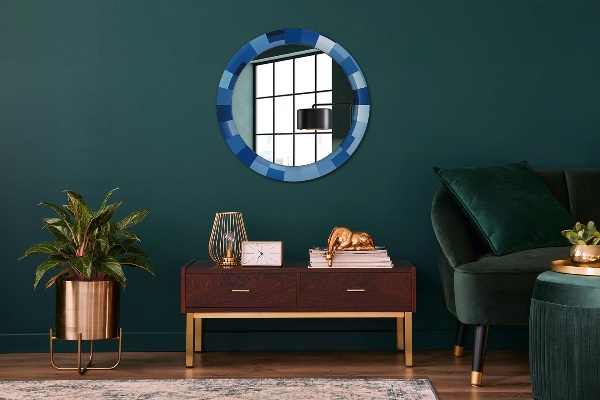 Round wall mirror design Blue abstract
