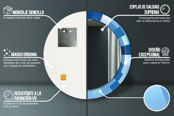 Round wall mirror design Blue abstract