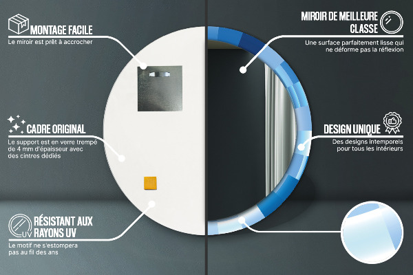 Round wall mirror design Blue abstract