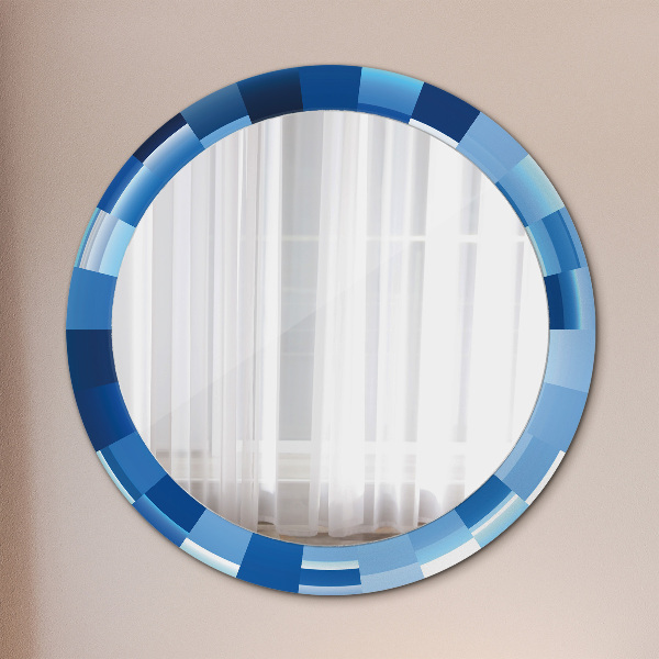 Round wall mirror design Blue abstract