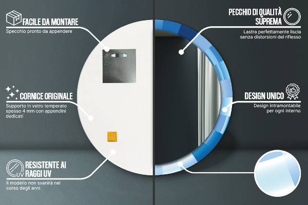 Round wall mirror design Blue abstract