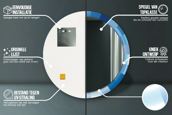 Round wall mirror design Blue abstract