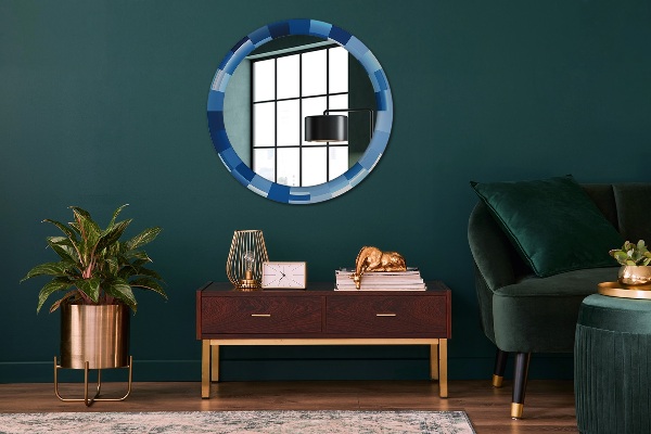 Round wall mirror design Blue abstract