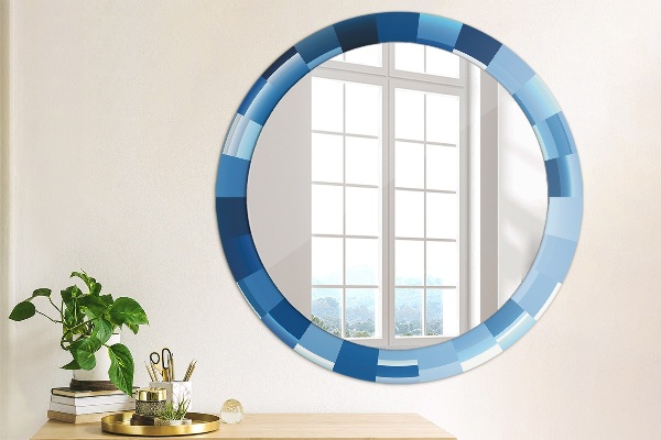 Round wall mirror design Blue abstract
