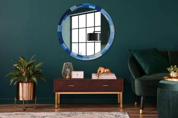 Round wall mirror design Blue abstract