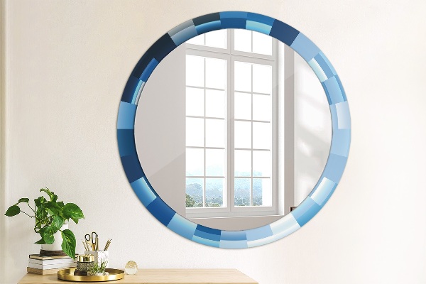 Round wall mirror design Blue abstract
