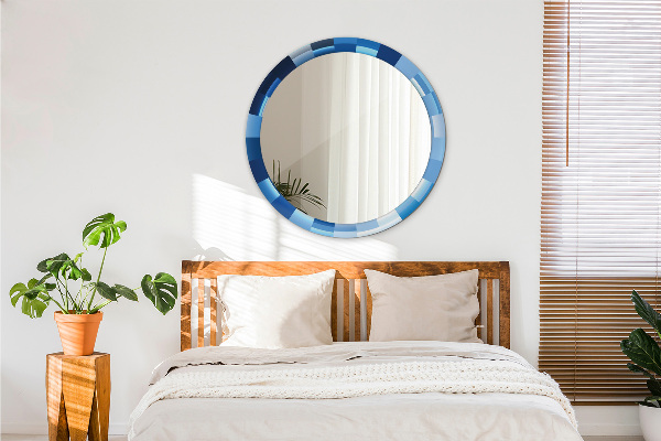 Round wall mirror design Blue abstract
