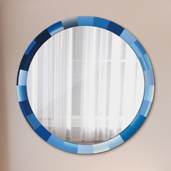Round wall mirror design Blue abstract