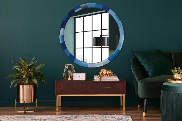 Round wall mirror design Blue abstract
