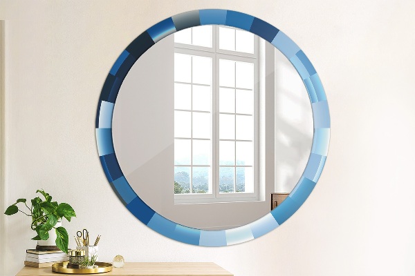 Round wall mirror design Blue abstract