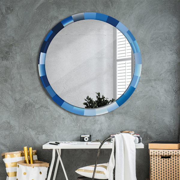 Round wall mirror design Blue abstract
