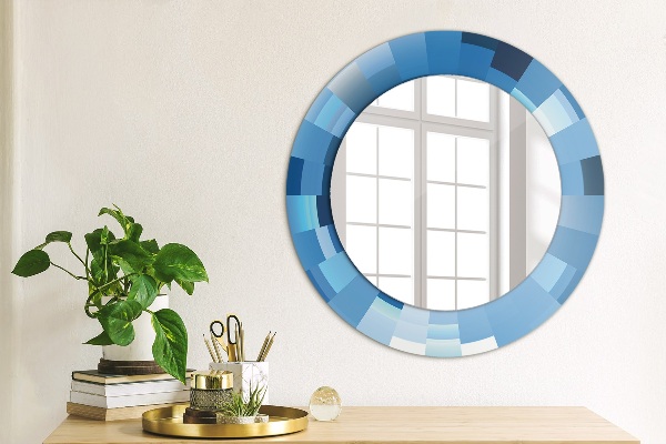 Round wall mirror design Blue abstract