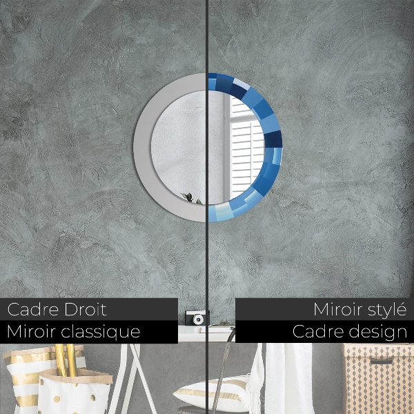 Round wall mirror design Blue abstract