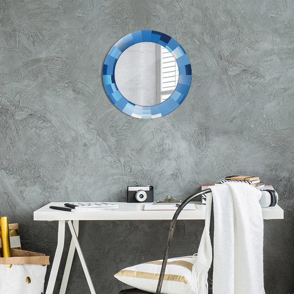 Round wall mirror design Blue abstract