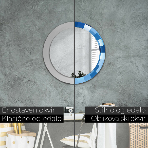 Round wall mirror design Blue abstract