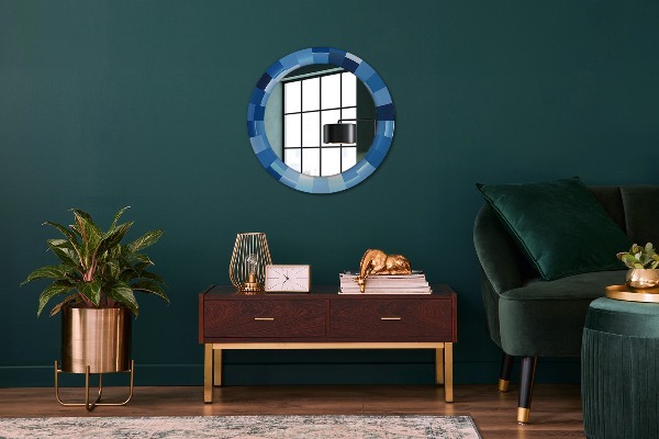 Round wall mirror design Blue abstract