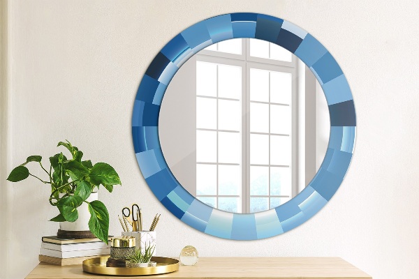 Round wall mirror design Blue abstract