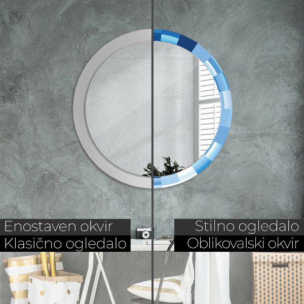 Round wall mirror design Blue abstract
