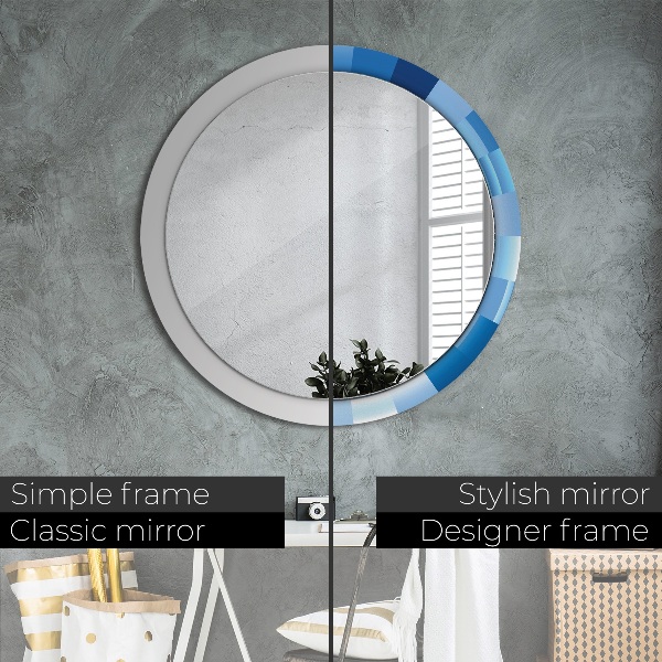 Round wall mirror design Blue abstract